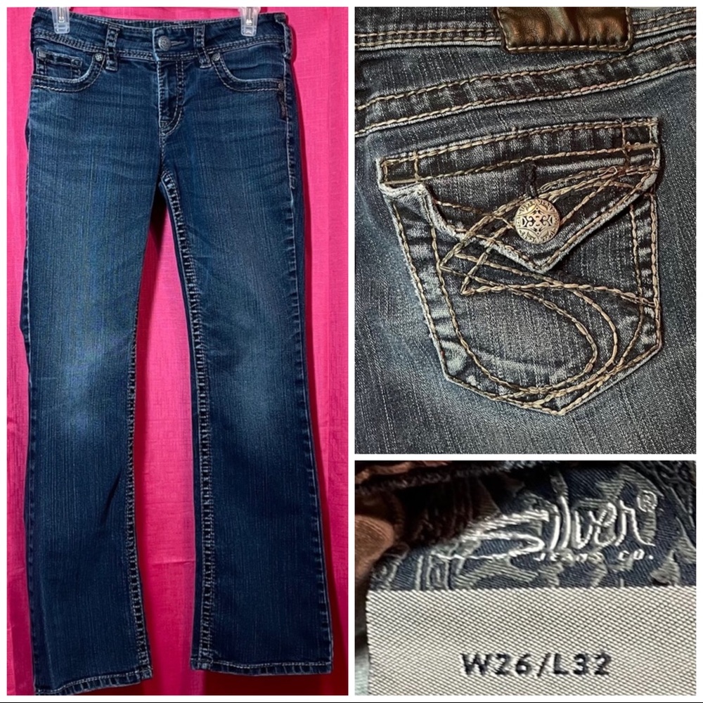SILVER SUKI LOW RISE BOOTCUT SIZE 26